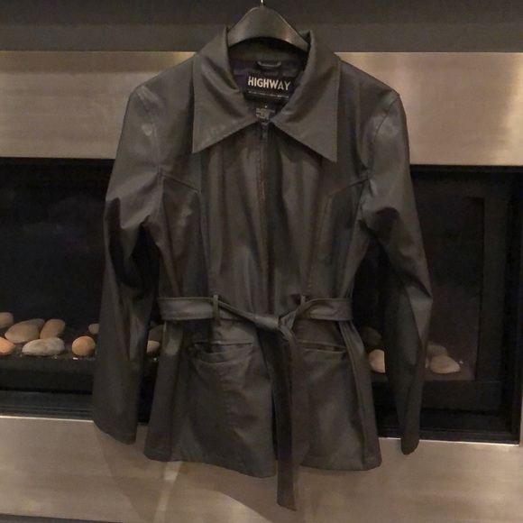 Gray zipper coat tie front jacket size medium - Picture 2 of 4